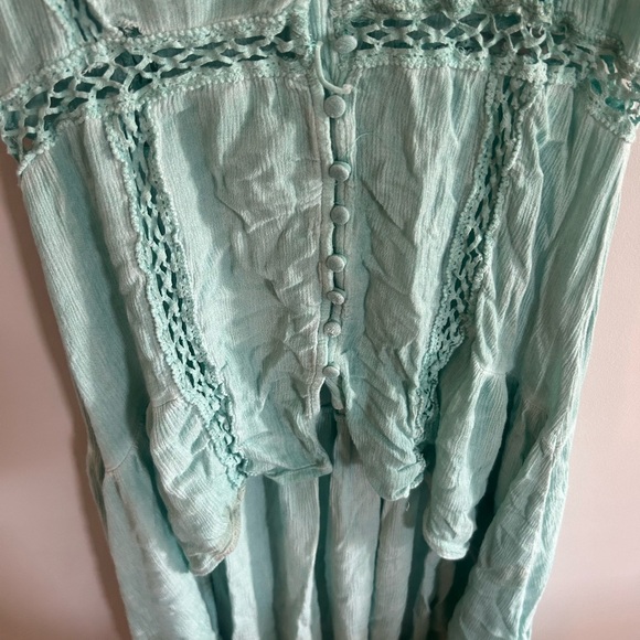 VICI dolls high low mint green ruffle button down shirt blouse - Picture 4 of 6